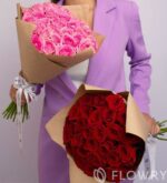 31 розовая роза в крафте