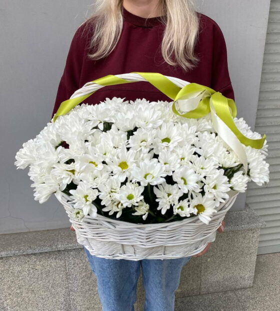 хризантема в корзине