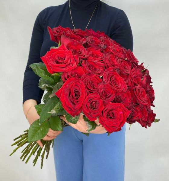51 красная роза без упаковки