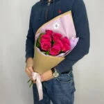9 малиновых роз букет